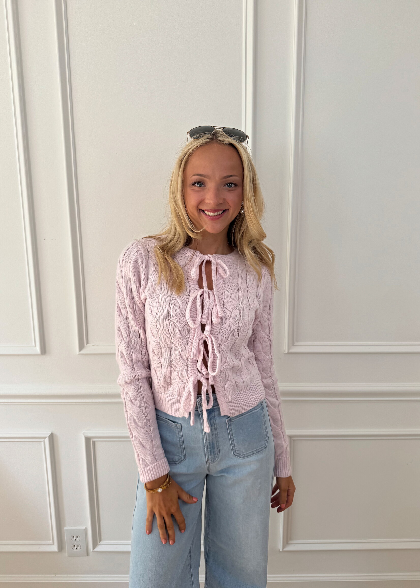 Mika Cable Knit Tie Front Cardigan