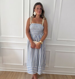 Adrianna Striped Tie Strap Midi Dress