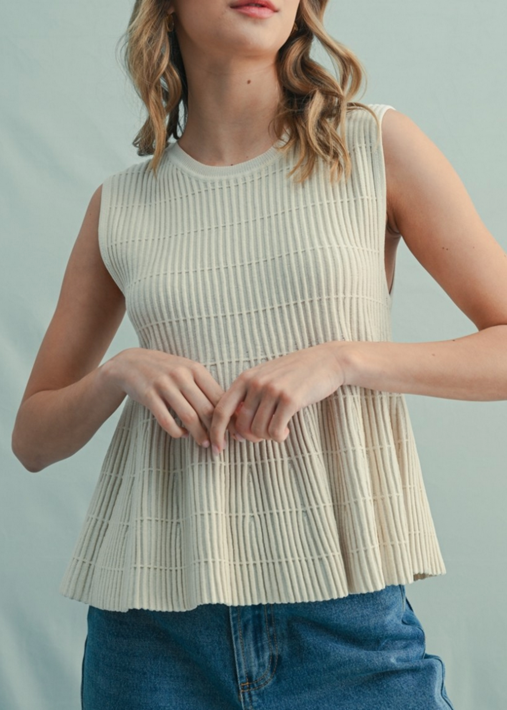 Reba Flared Knit Sweater Top