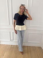 Jolene Mix Media Peplum Top