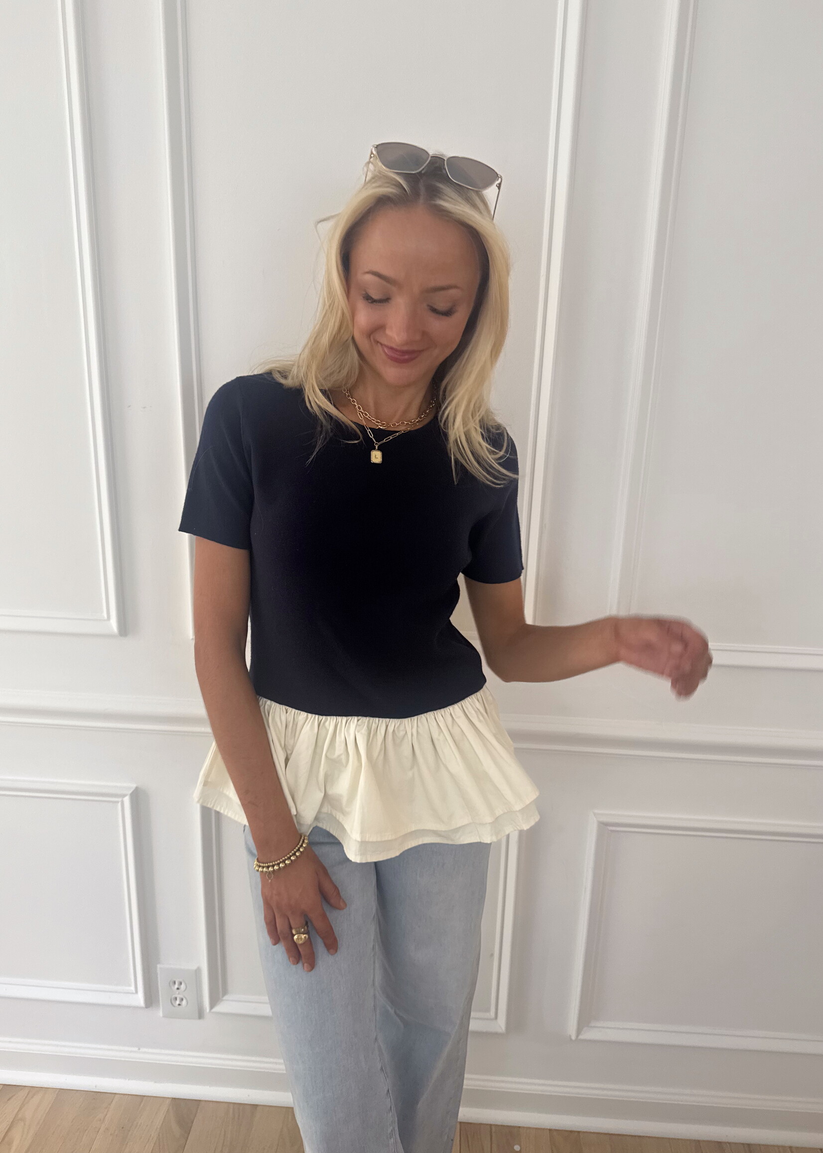 Jolene Mix Media Peplum Top