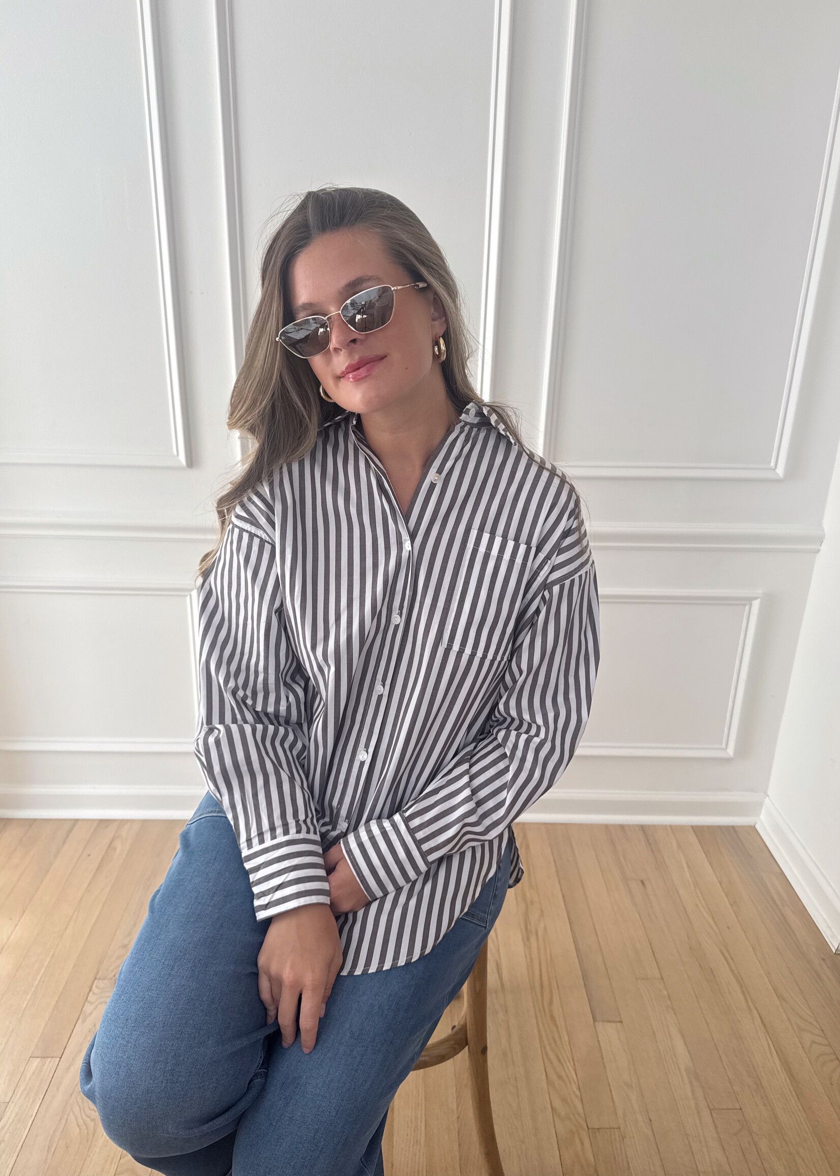 Holly Stripe Button Down Top