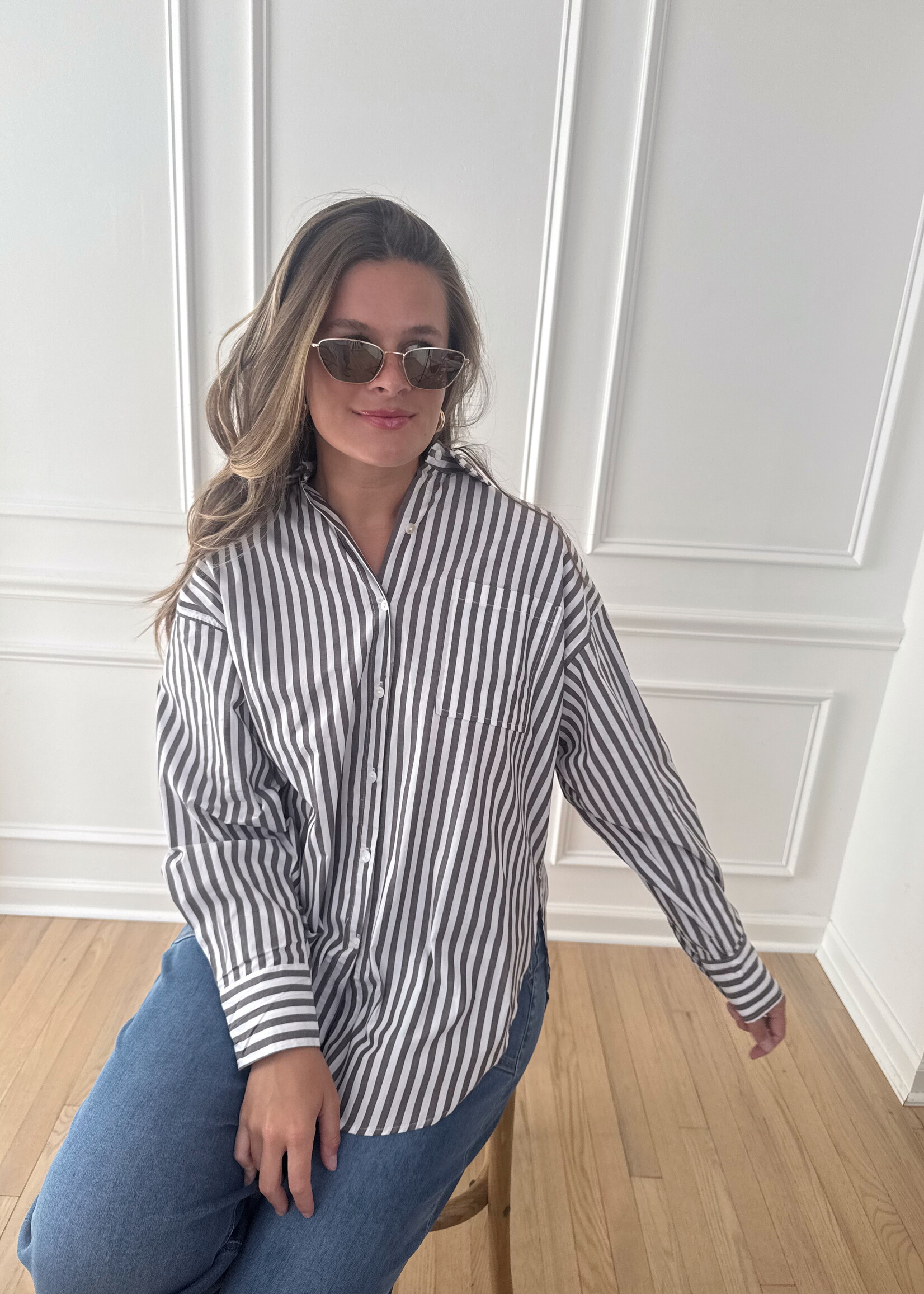 Holly Stripe Button Down Top