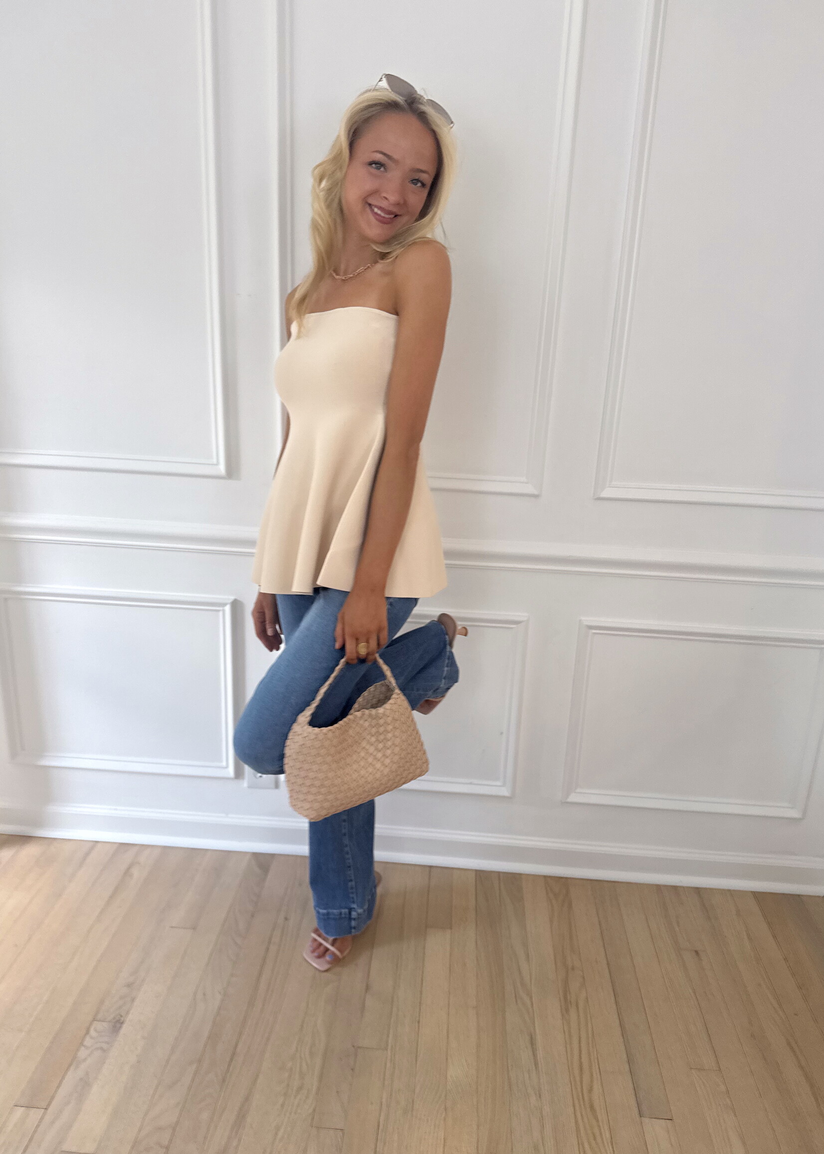 Carson Strapless Knit Peplum Top