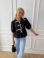 Breeze Puff Sleeve Contrast Bow Blouse