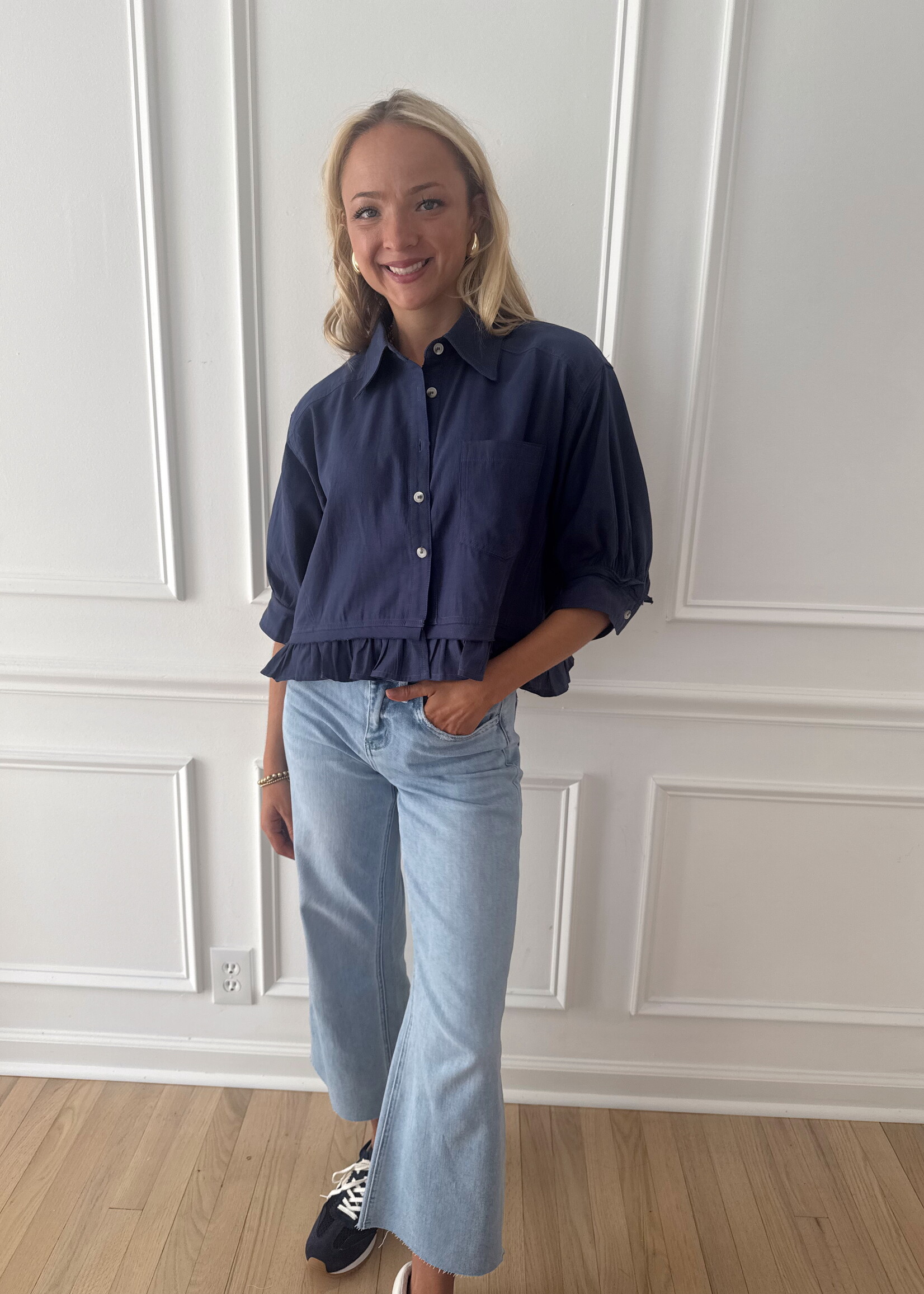 Carrington Ruffled Hem Drop Shoulder Shirt