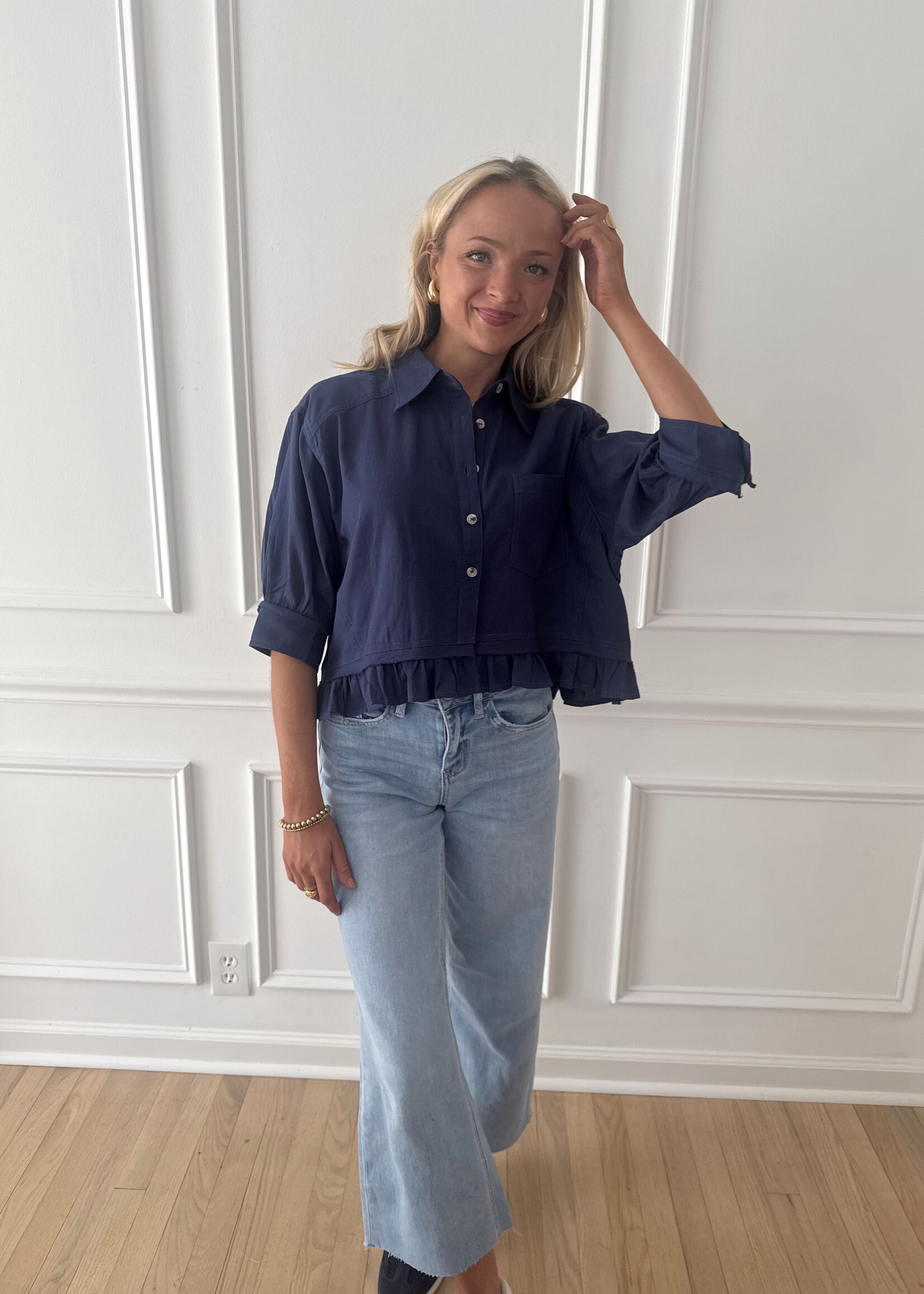 Carrington Ruffled Hem Drop Shoulder Shirt