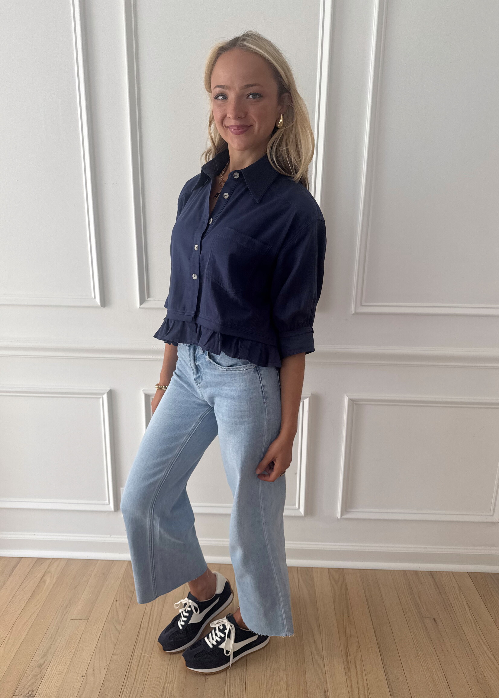 Carrington Ruffled Hem Drop Shoulder Shirt