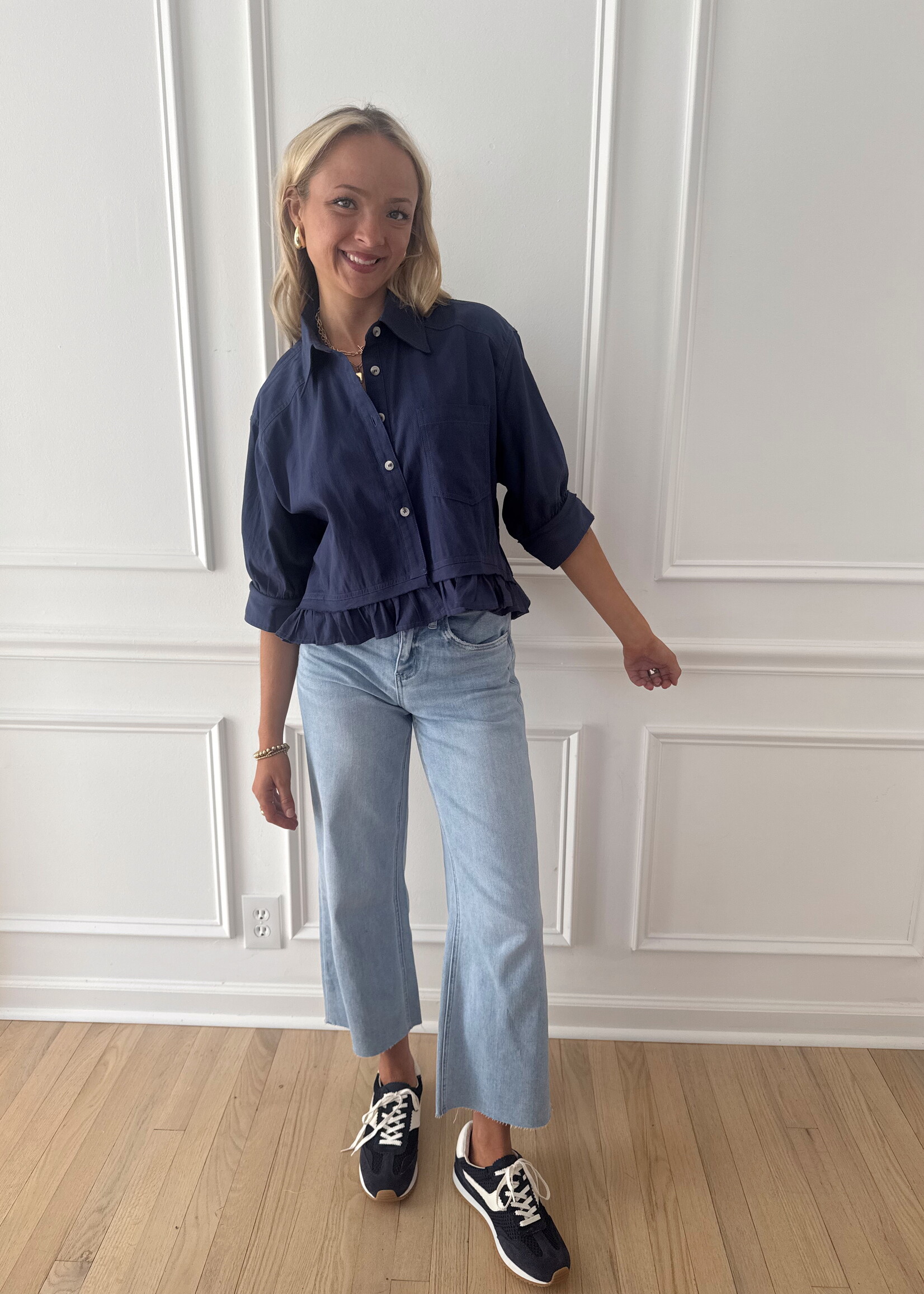Carrington Ruffled Hem Drop Shoulder Shirt