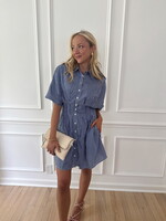 Carkin Striped Pleated Mini Dress