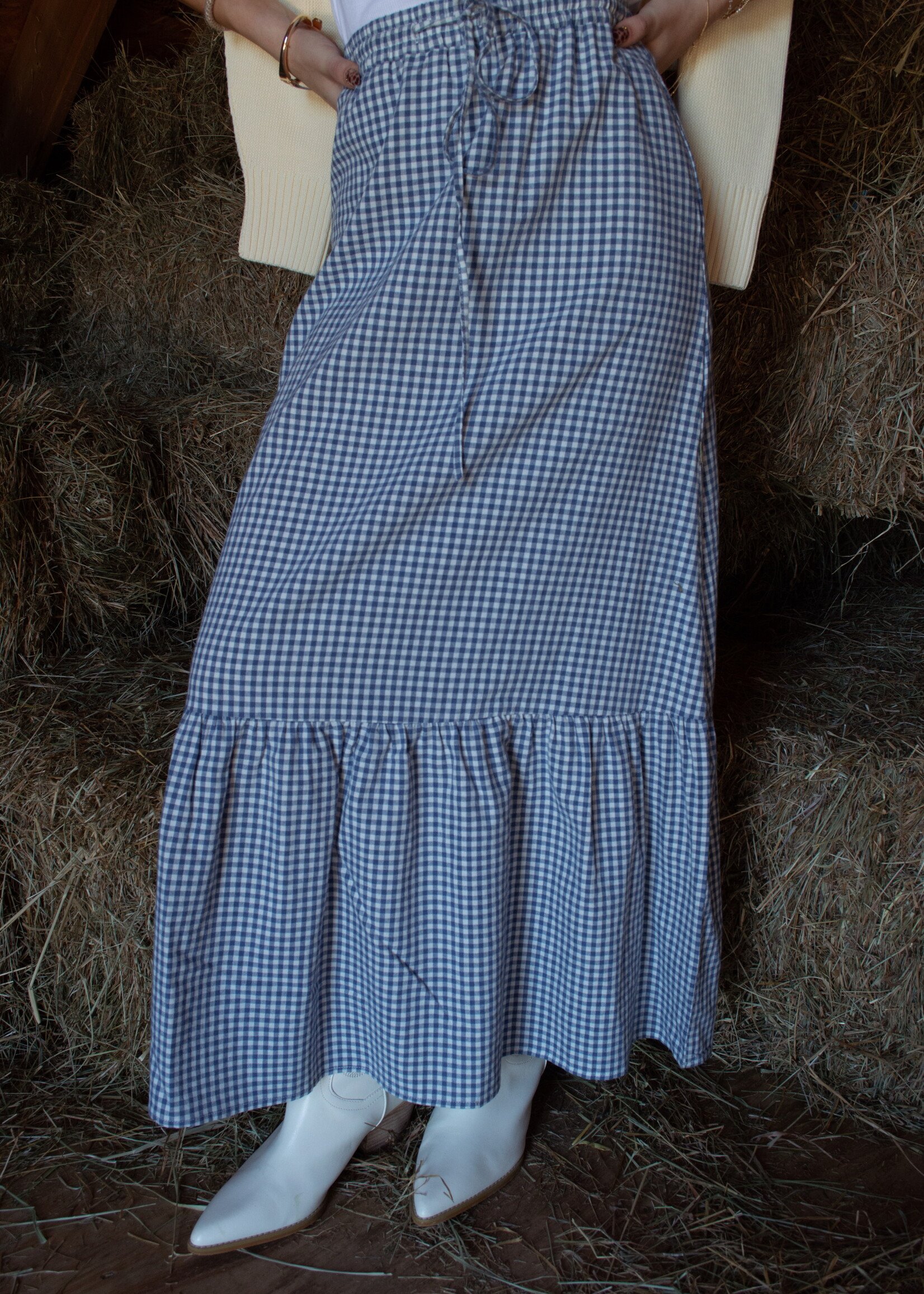 Bettie Gingham Tiered Maxi Skirt