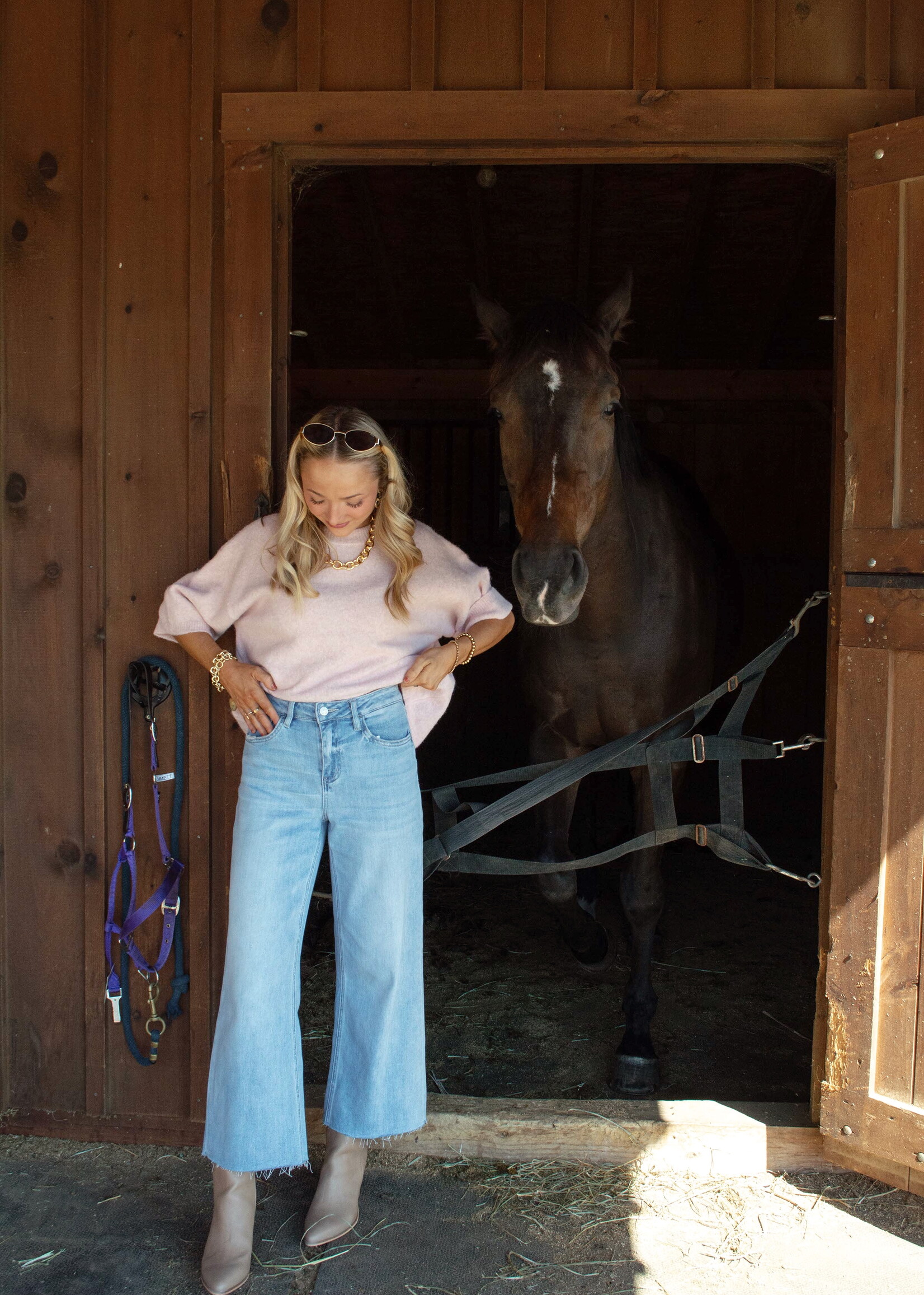 Taylor Raw Hem Wide Leg Jeans