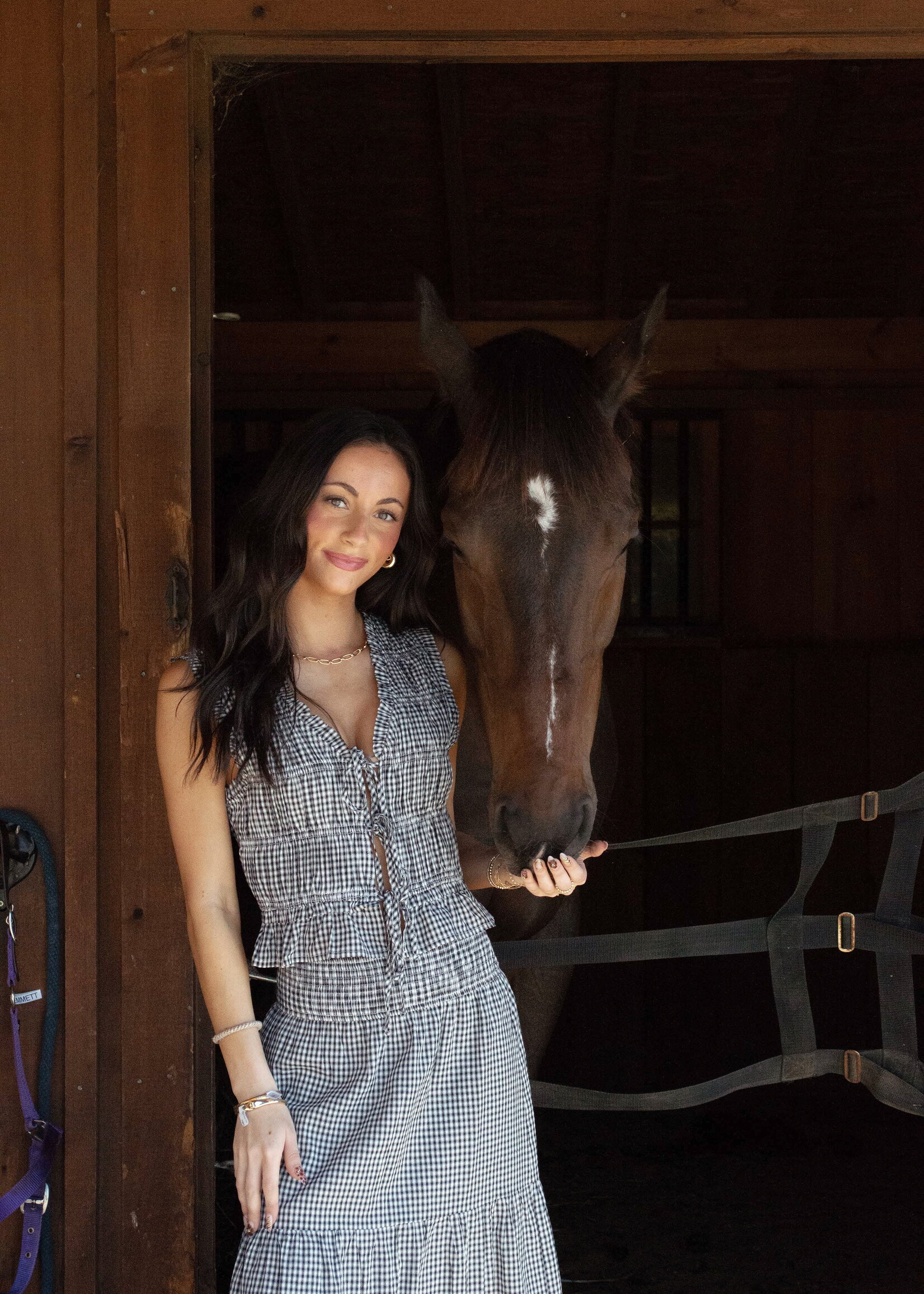 Aneira Tie Front Gingham Top