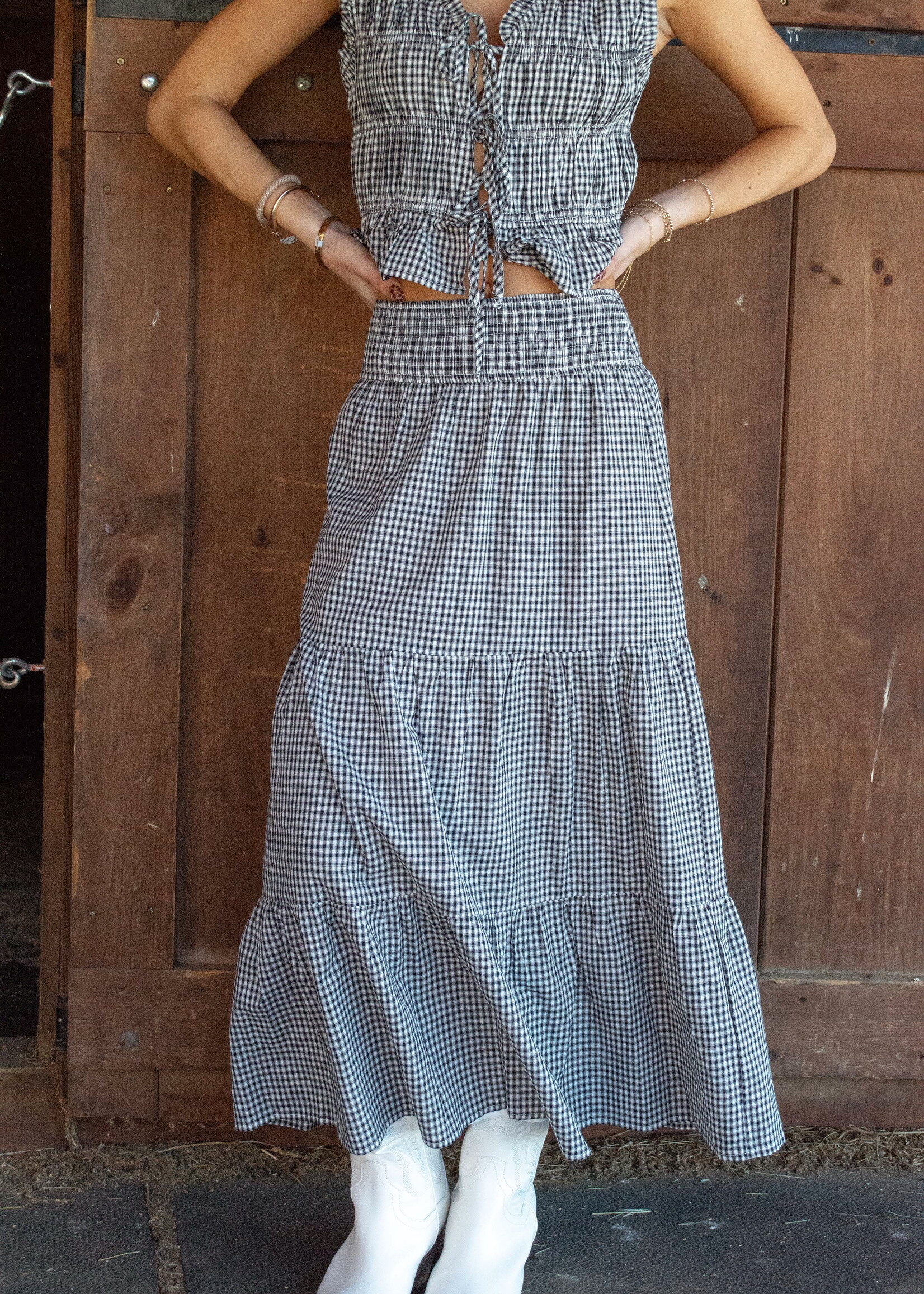 Ambrosia Gingham Midi Skirt