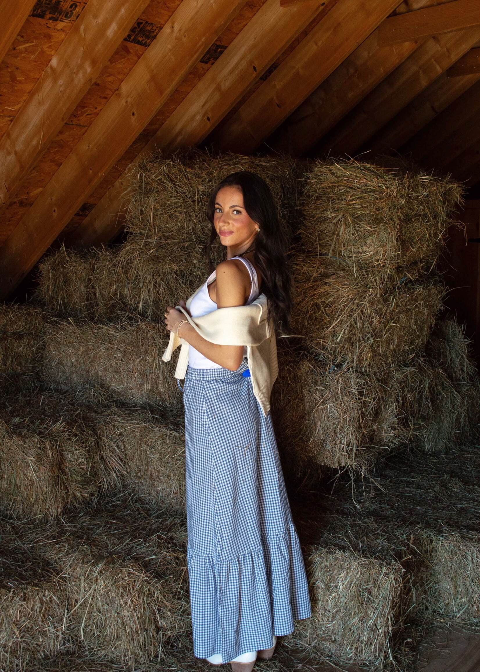 Bettie Gingham Tiered Maxi Skirt