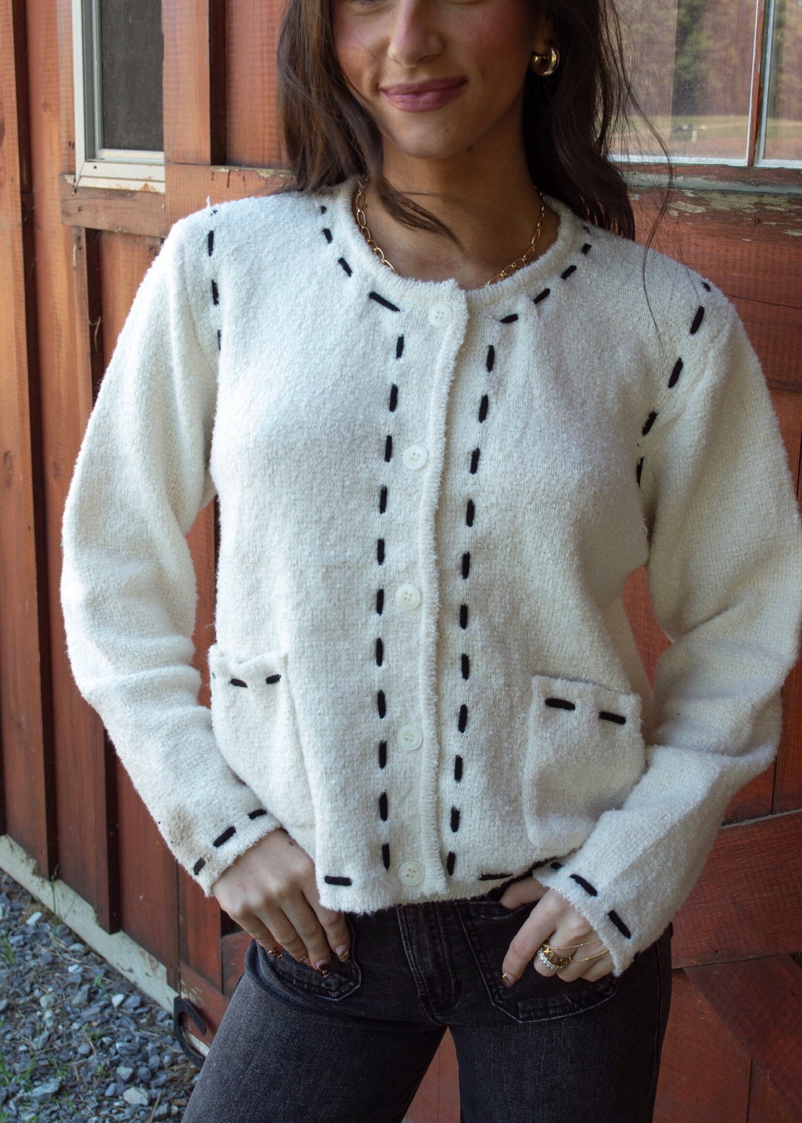 Ronnie Contrast Stitch Cardigan