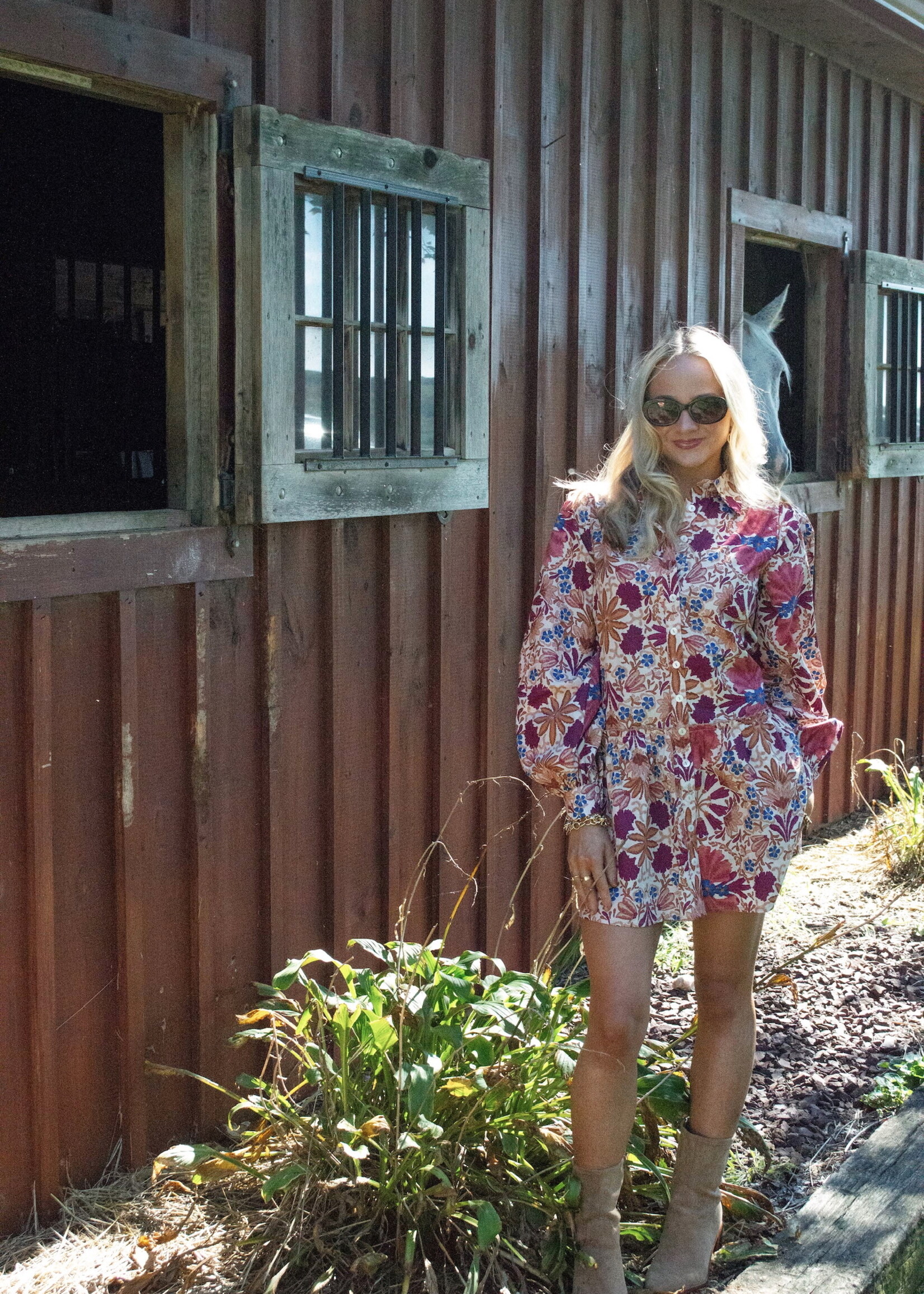 Mason Long Sleeve Floral Print Mini Dress