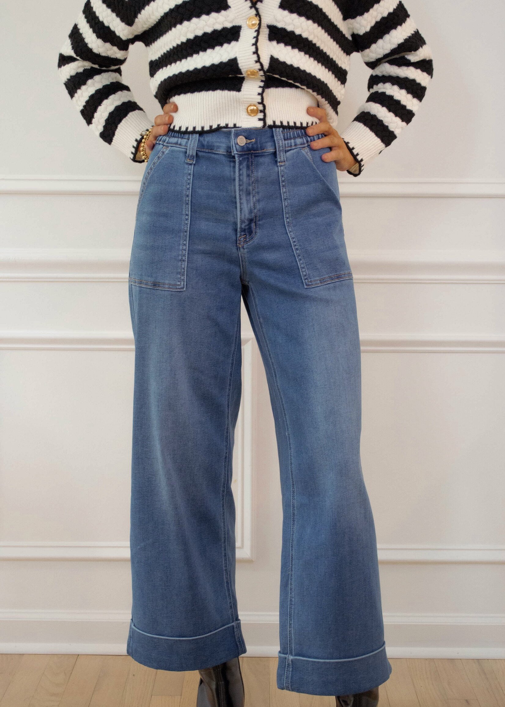 Remi High Rise Wide Cuffed Jeans