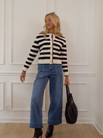 James Striped Crochet Cardigan Top