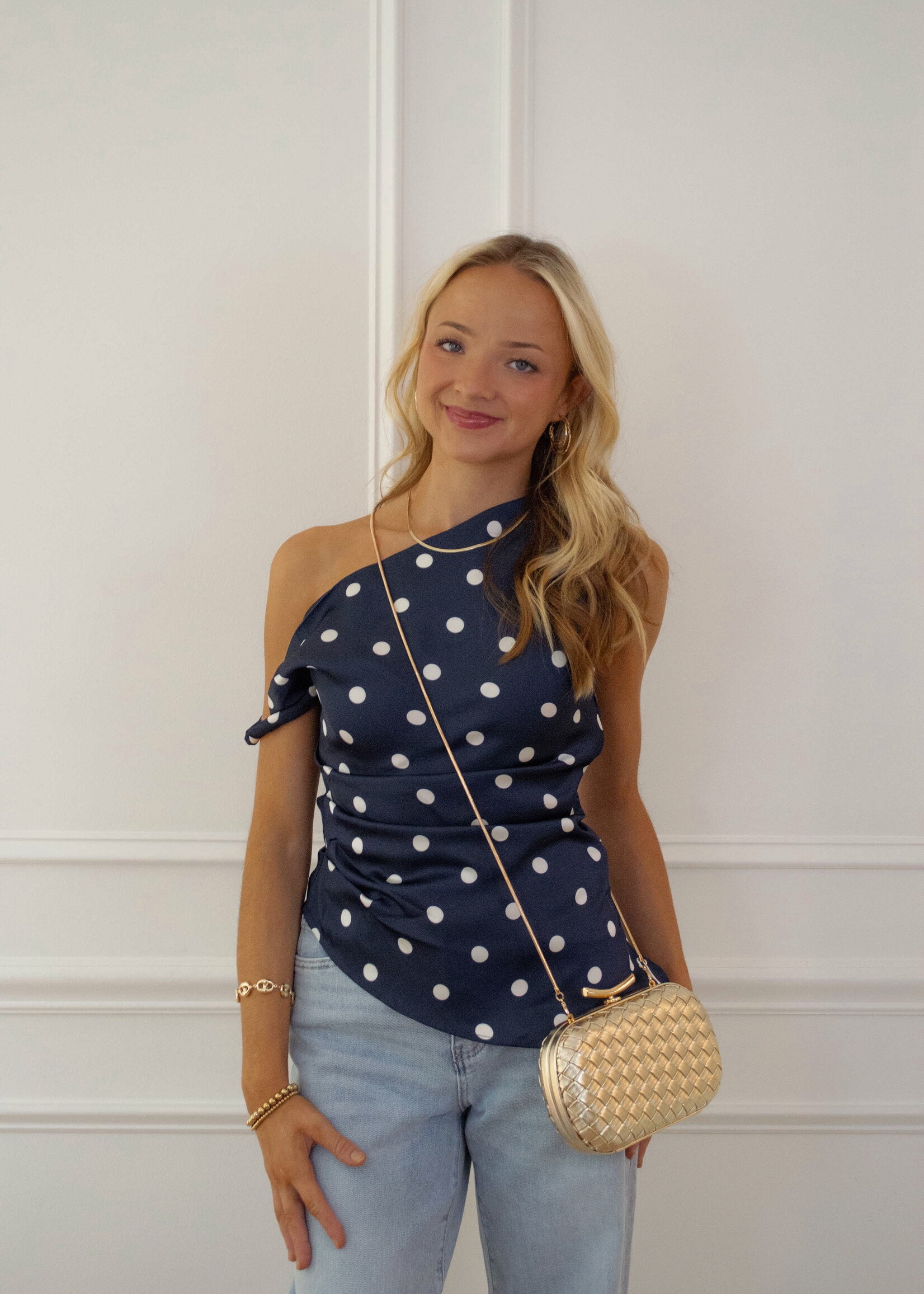 Delia Asymmetrical Shoulder Tunic Top