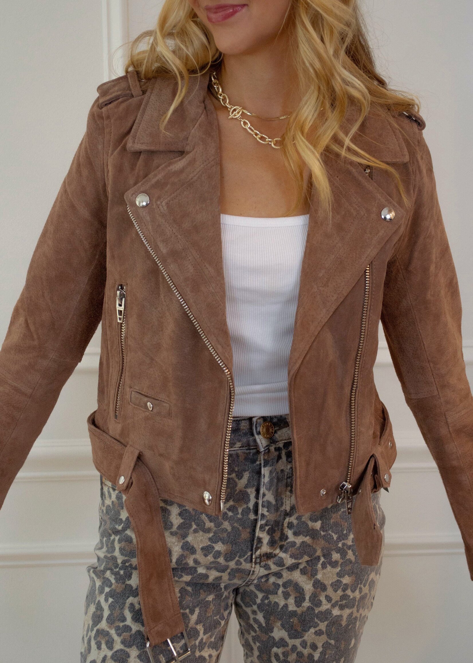 Haisley Suede Moto Jacket
