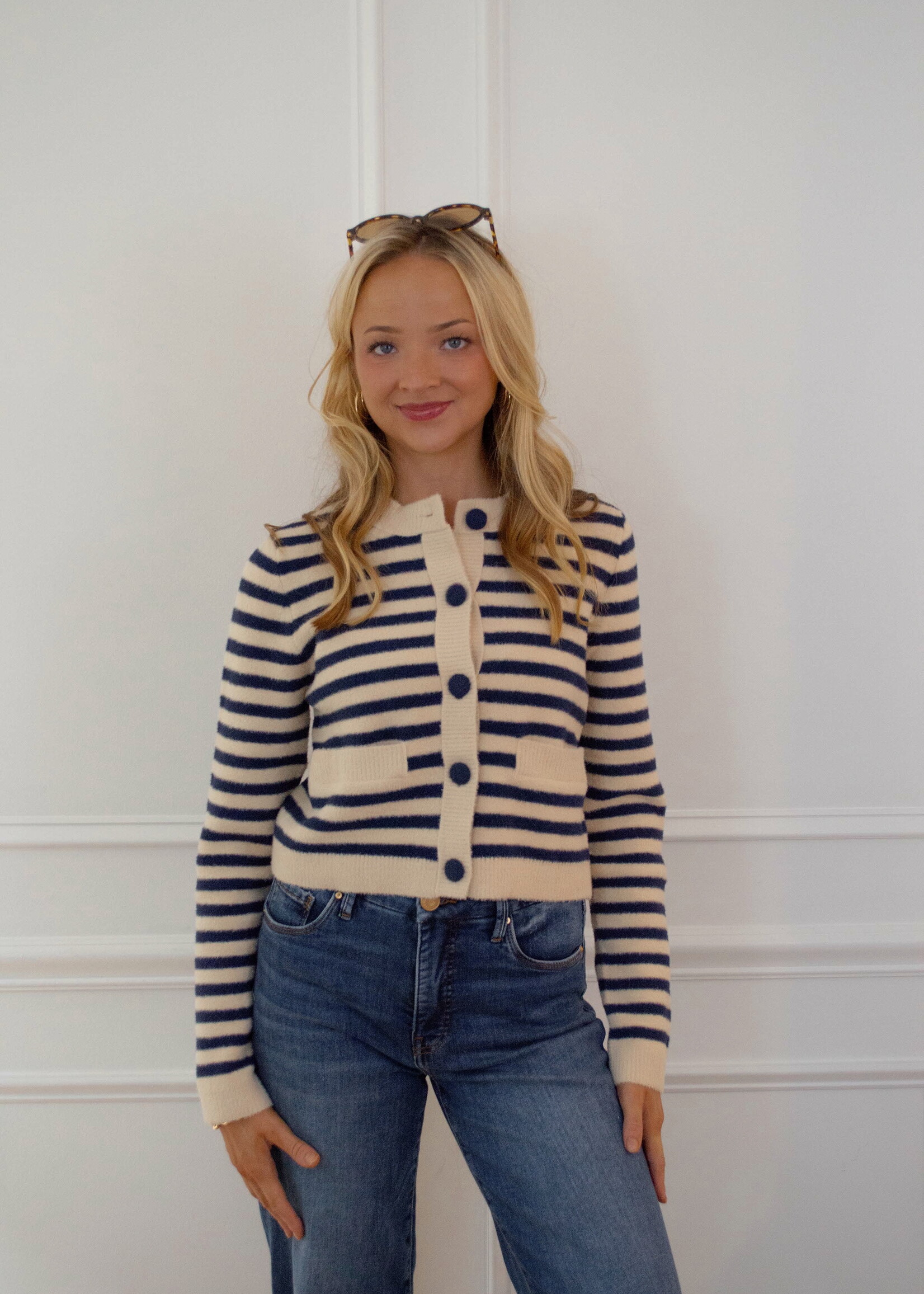 Chloe Button Down Striped Cardigan