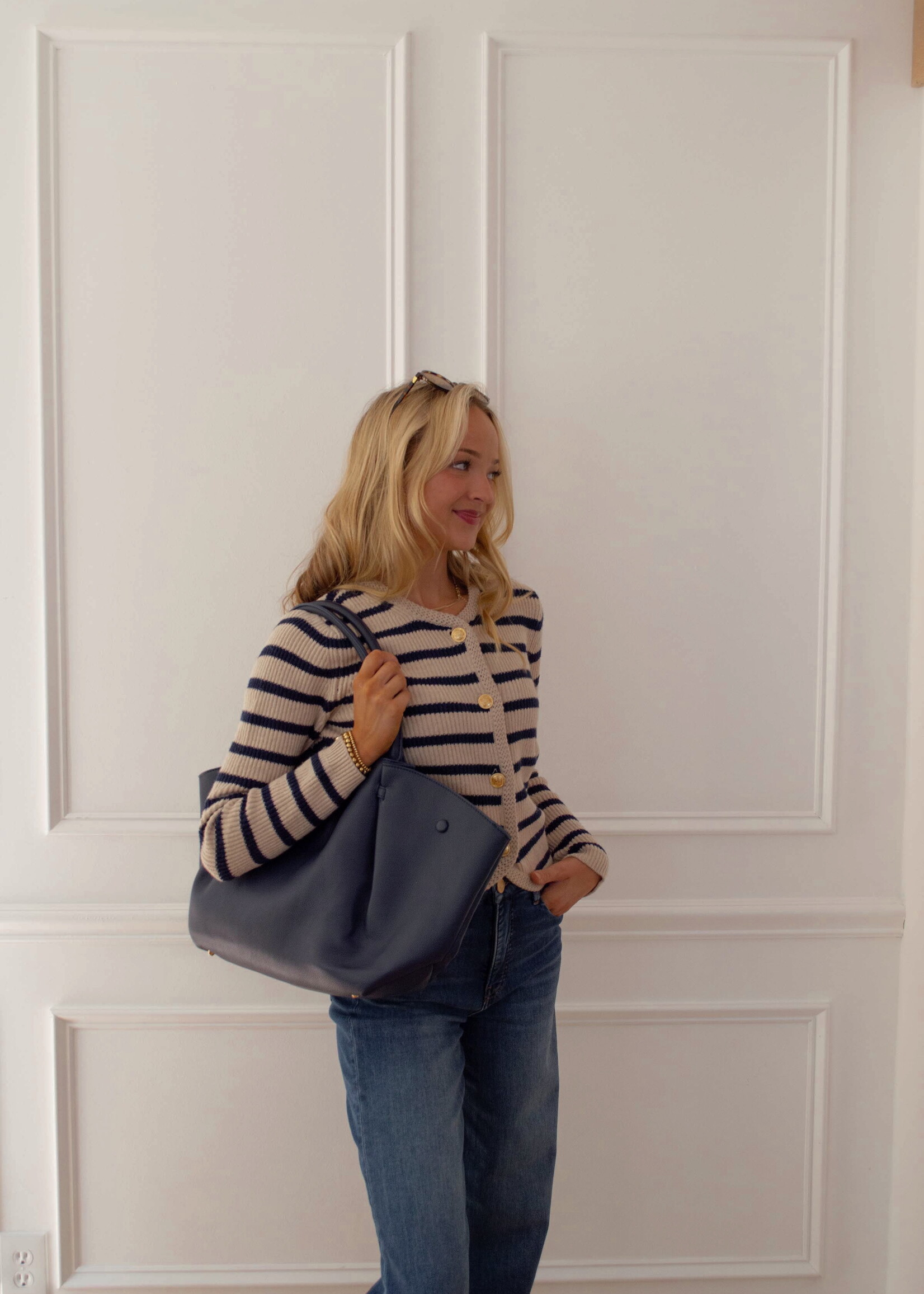 Iva Stripe Button Down Cardigan
