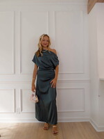 Cary One Shoulder Ruched Midi Dress