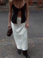 Ryder Polka Dot Satin Midi Skirt