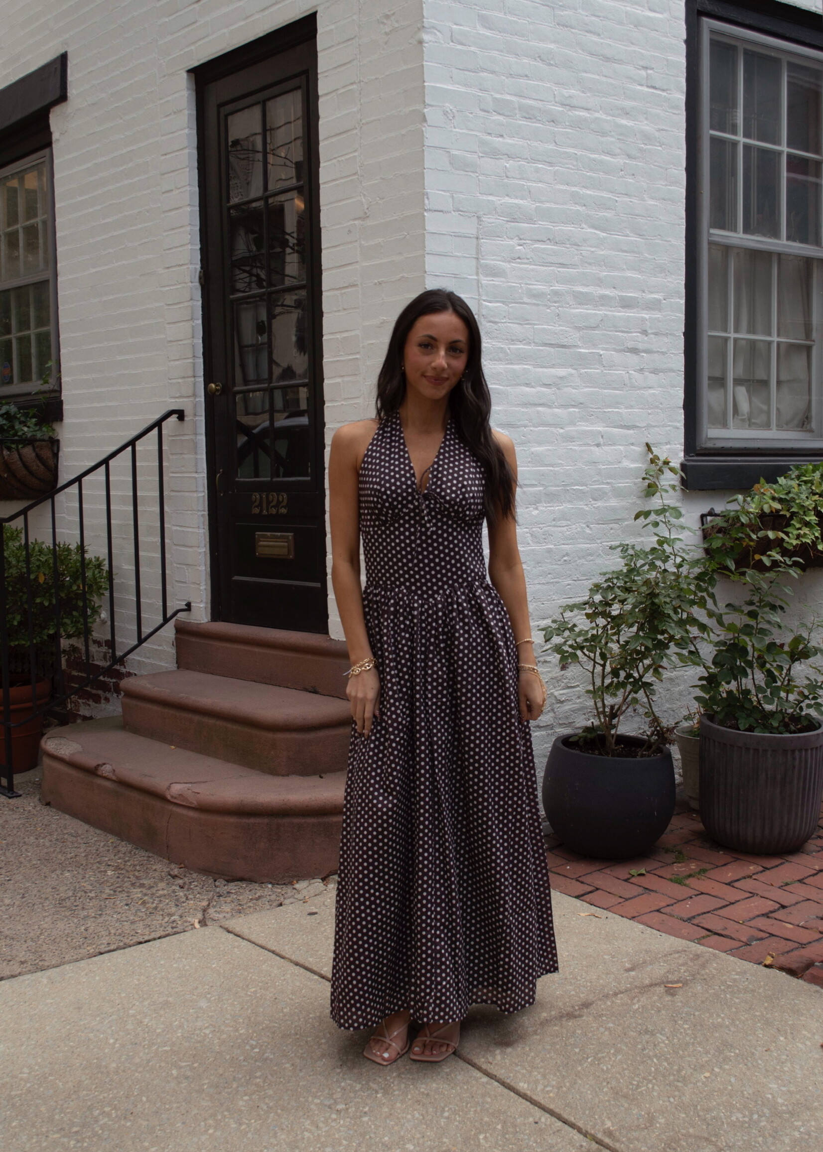 Gina Halter Polka Dot Maxi Dress