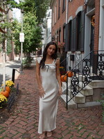 Vica Satin Maxi Dress With Bow