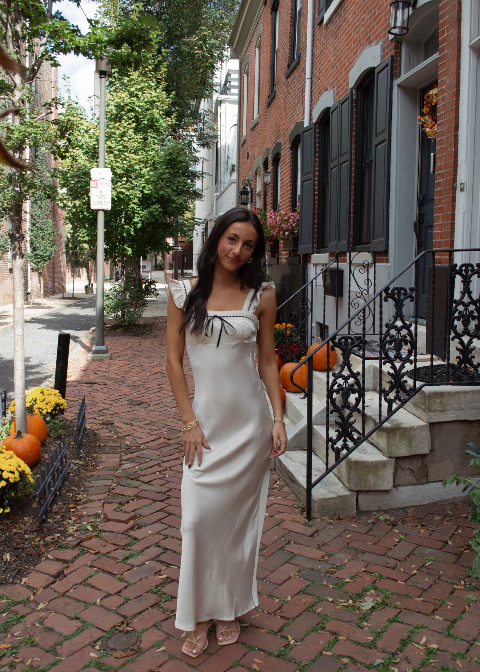 Vica Satin Maxi Dress With Bow