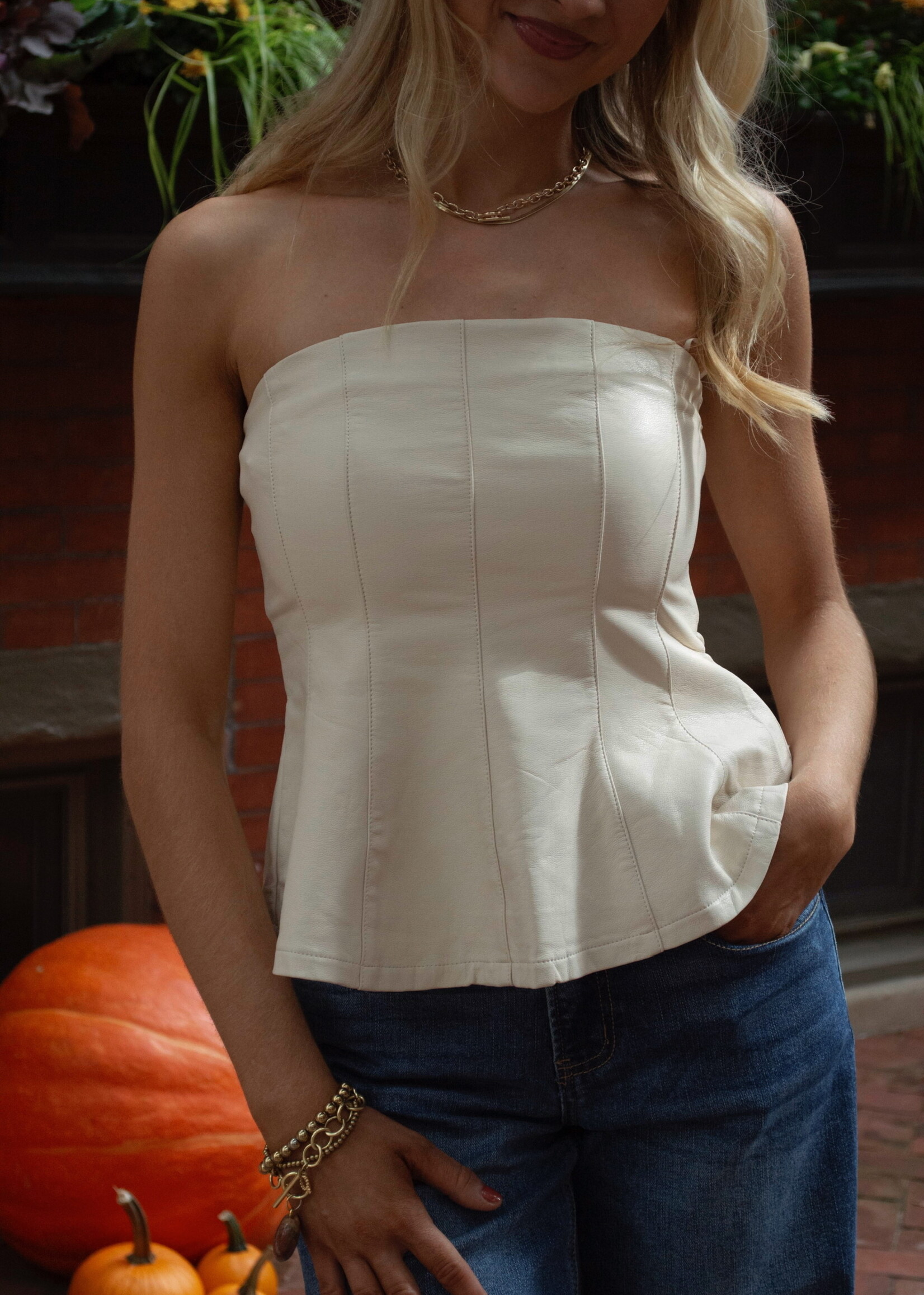 Avalon Vegan Leather Strapless Top