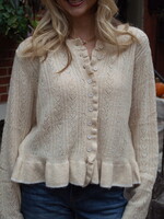 Denise Button Front Ruffled Cardigan