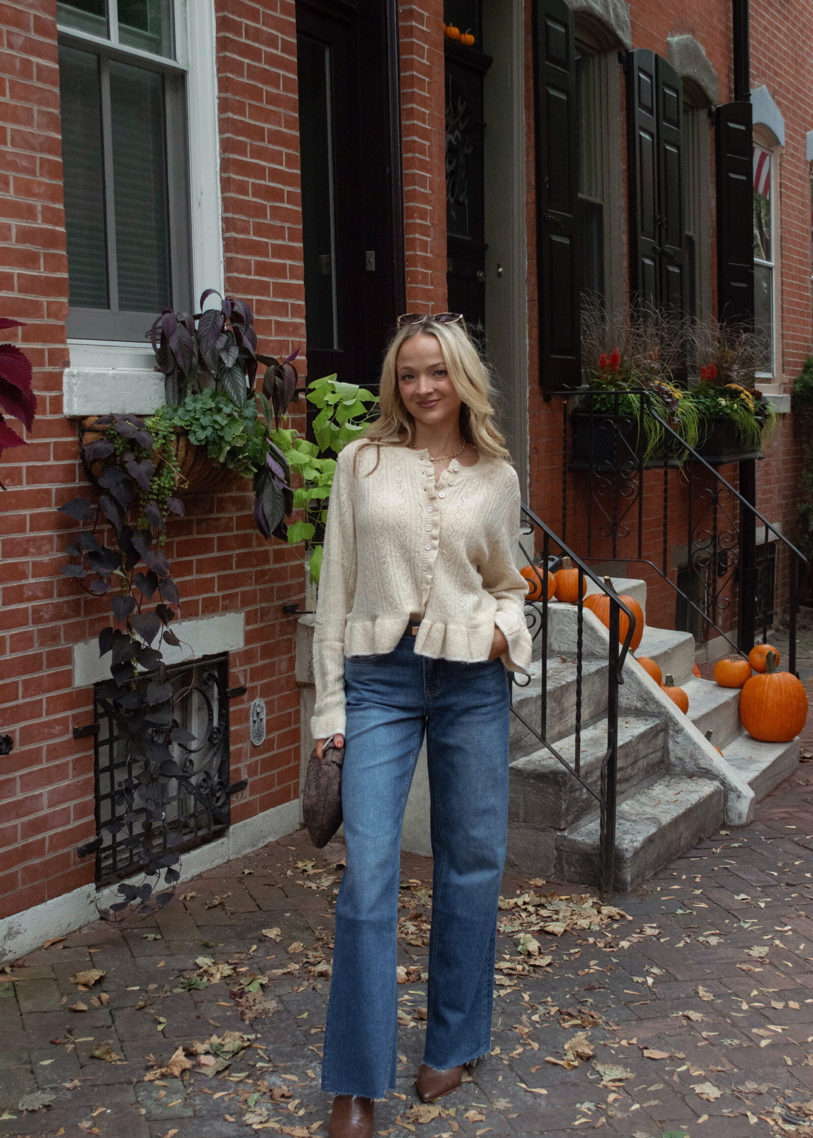 Denise Button Front Ruffled Cardigan
