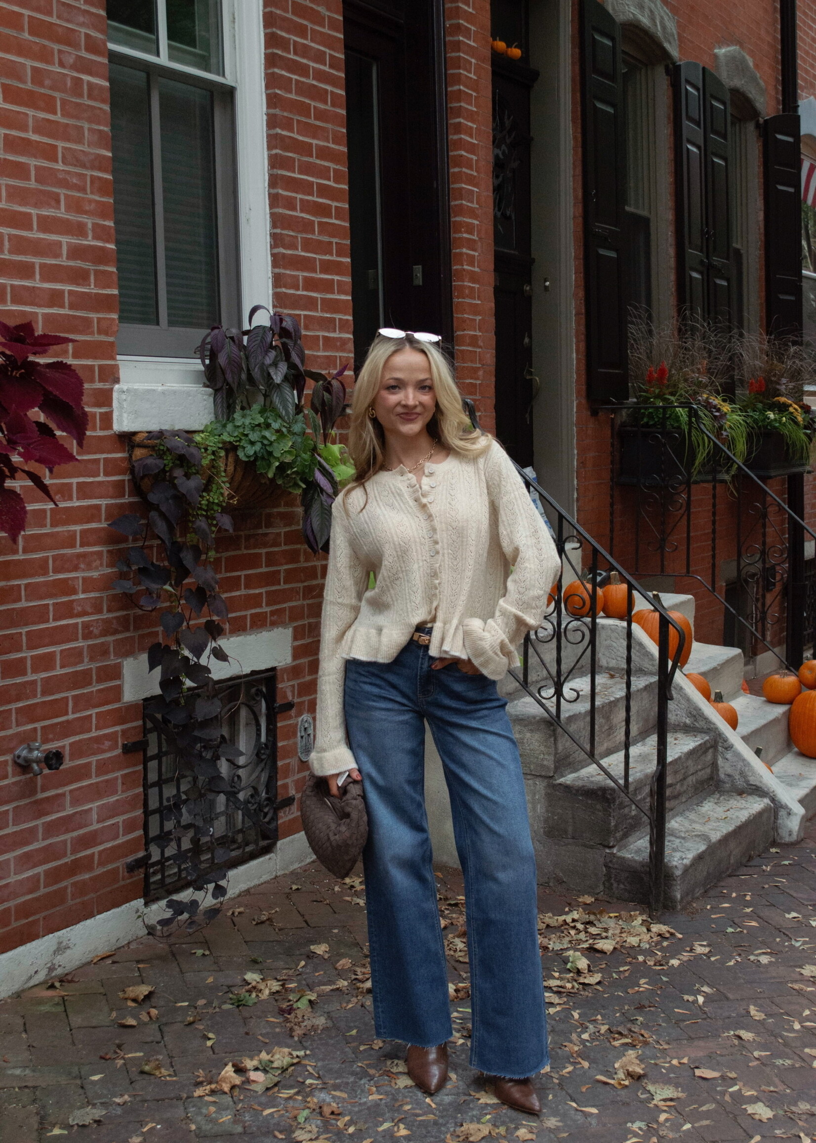 Denise Button Front Ruffled Cardigan
