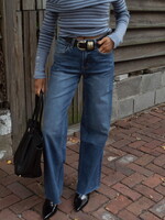 Gilmore High Rise Clean Cut Raw Hem Wide Jeans