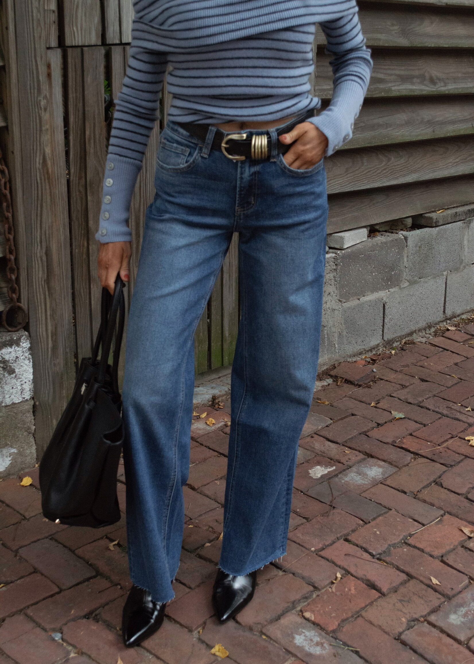 Gilmore High Rise Clean Cut Raw Hem Wide Jeans