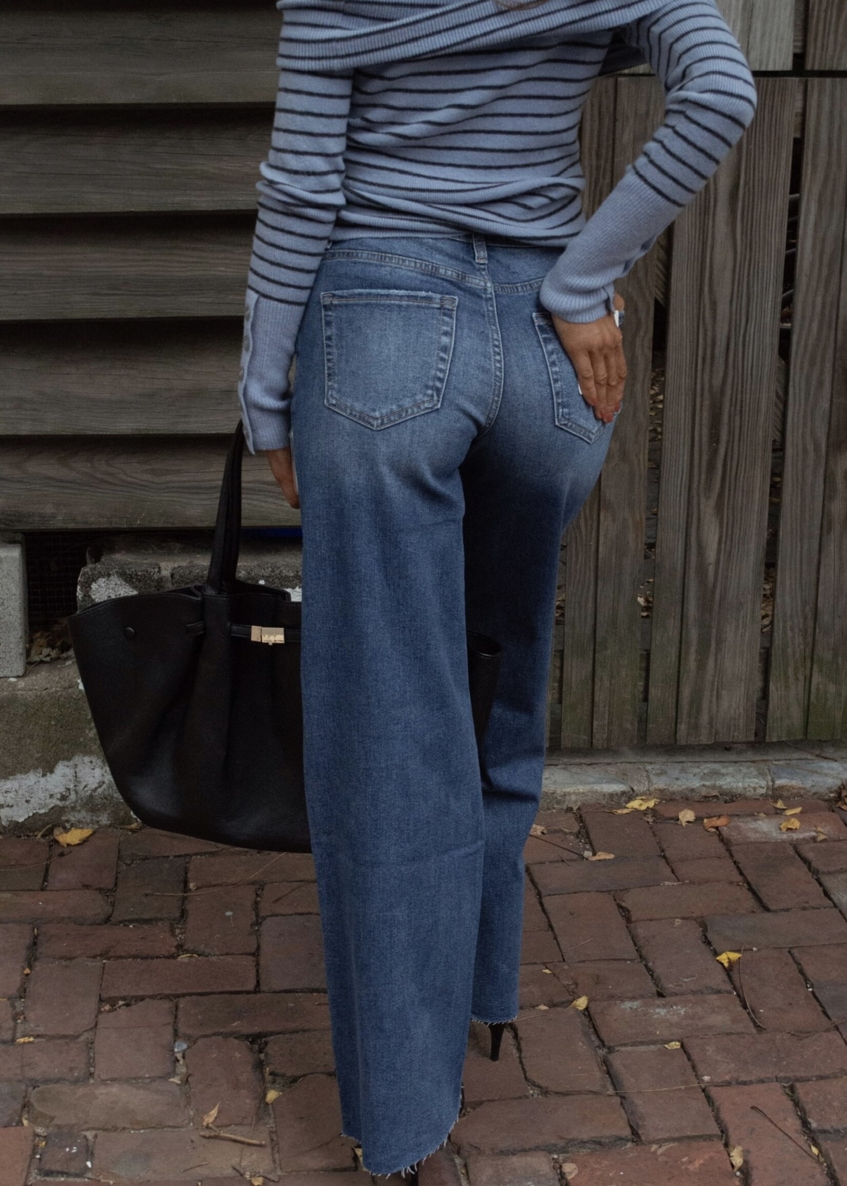 Gilmore High Rise Clean Cut Raw Hem Wide Jeans