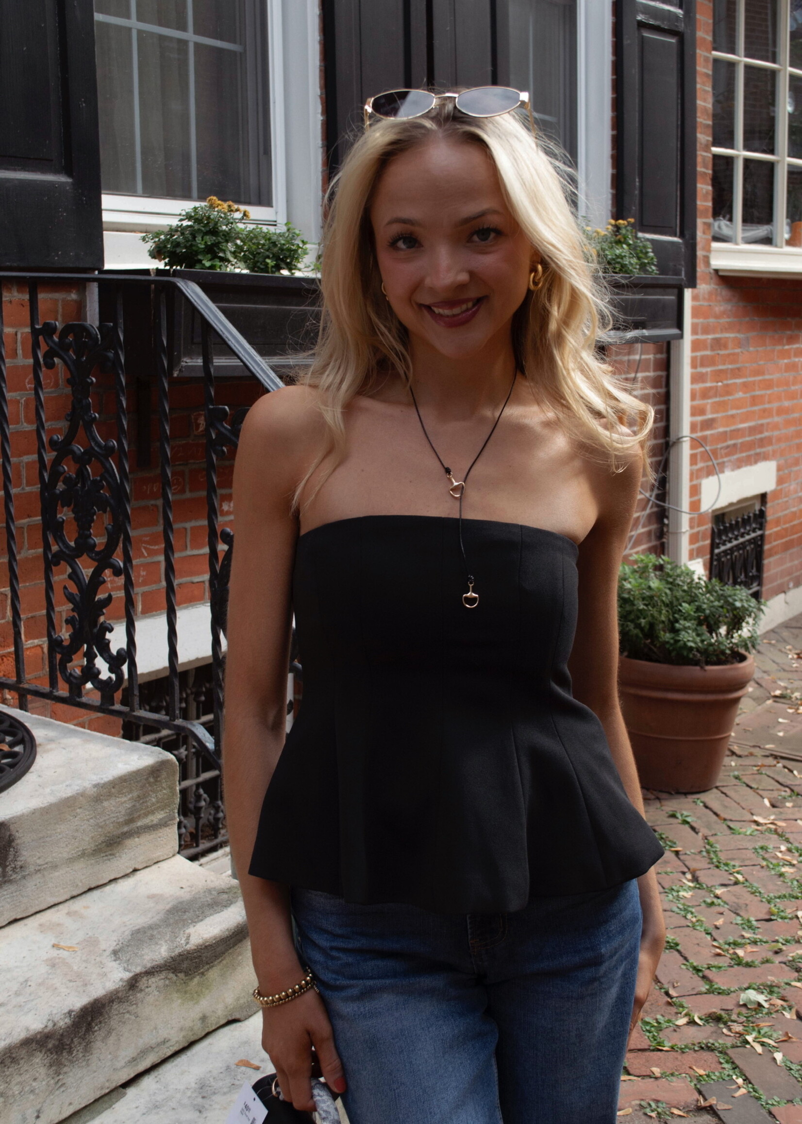 Enda Strapless Peplum Top