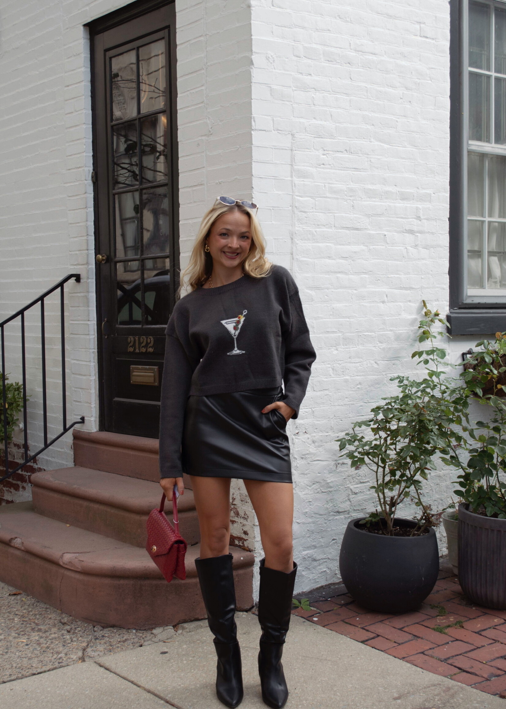 Inez Faux Leather Mini Skirt