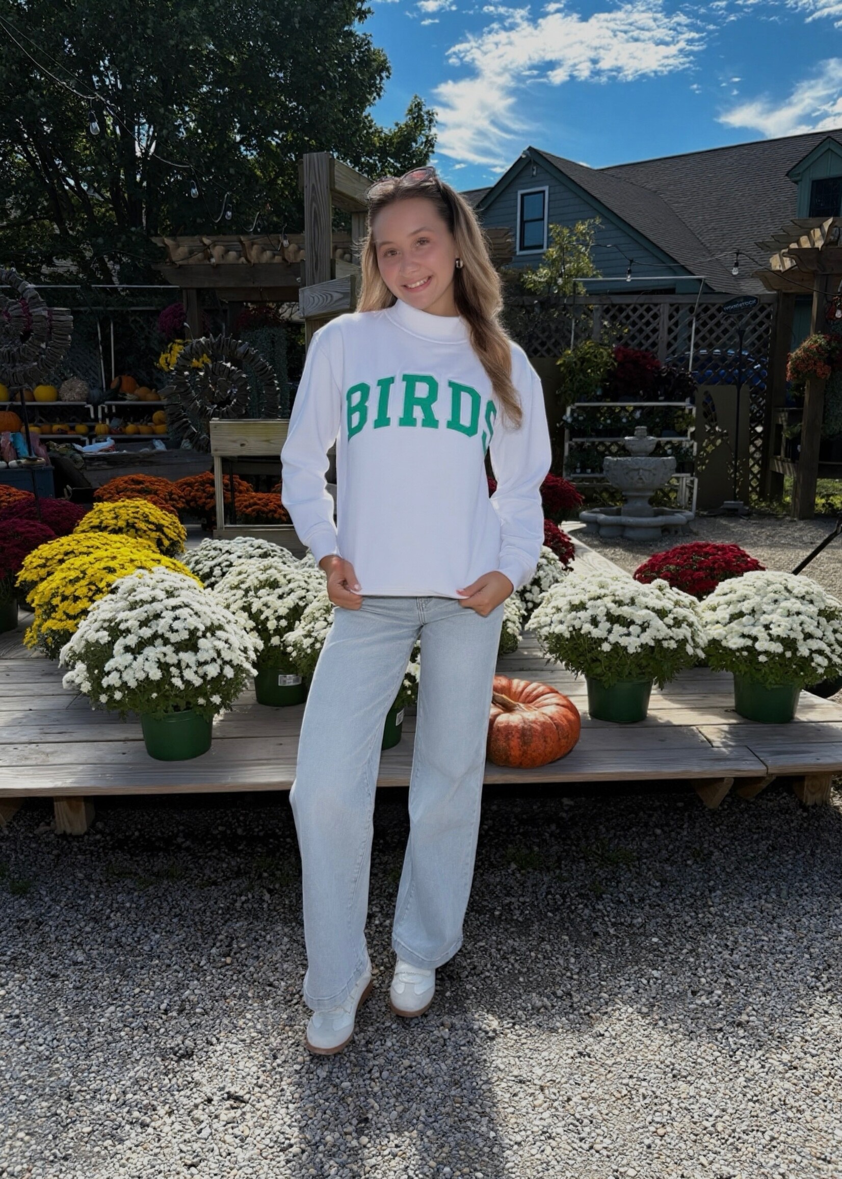 Birds Mock Neck Sweatshirt