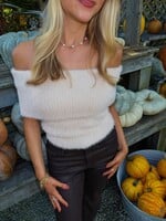Auitane Fuzzy Chenille Off Shoulder Top