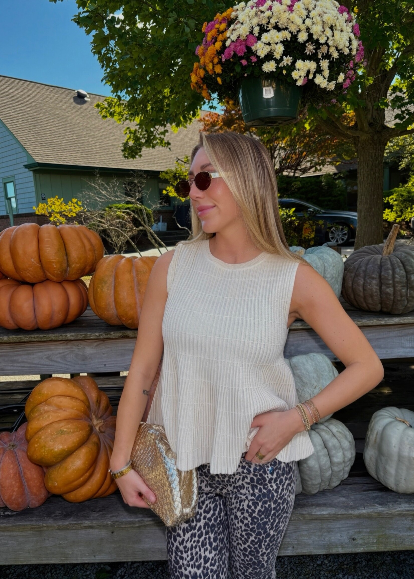 Reba Flared Knit Sweater Top