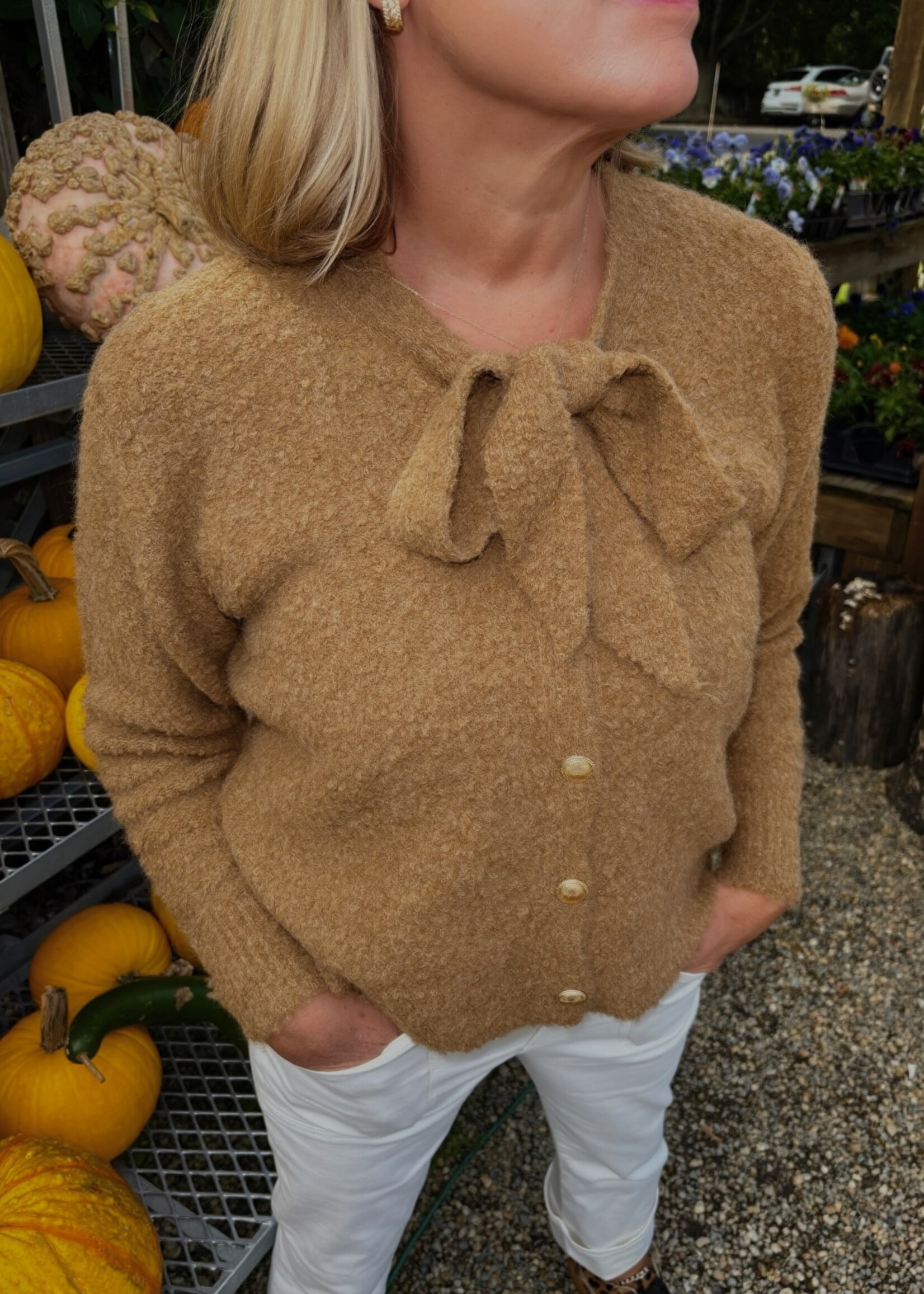 Brinkley Tie Collar Button Front Cardigan
