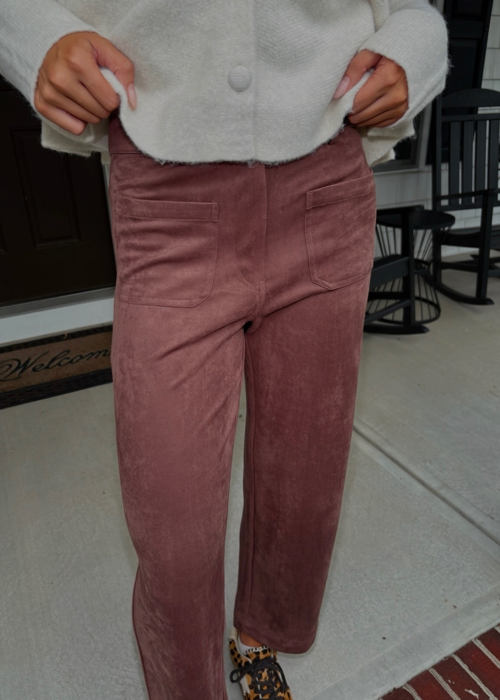 Lewes Faux Suede Wide Leg Pant