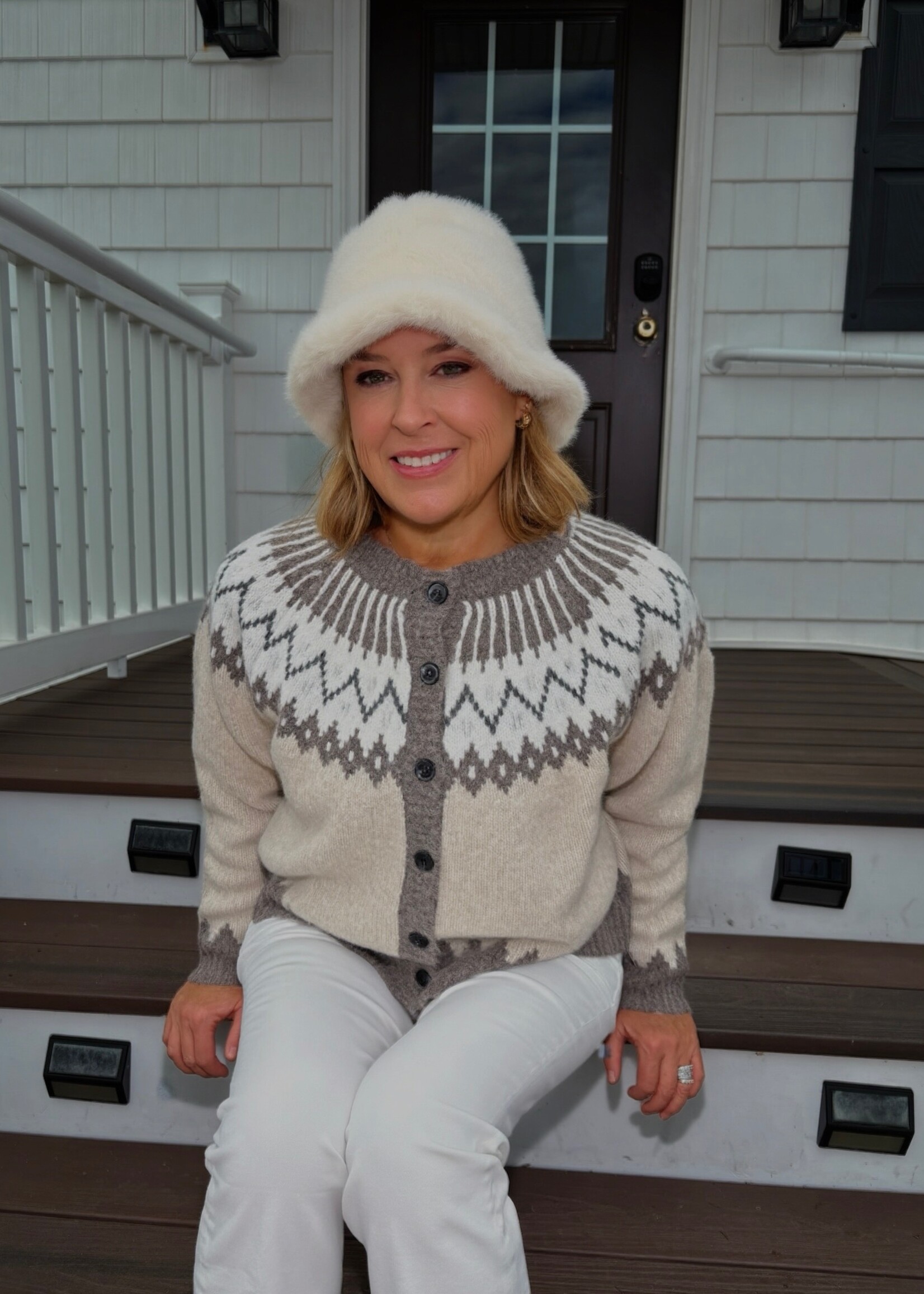 Elka Button Front Pattern Knitted Cardigan