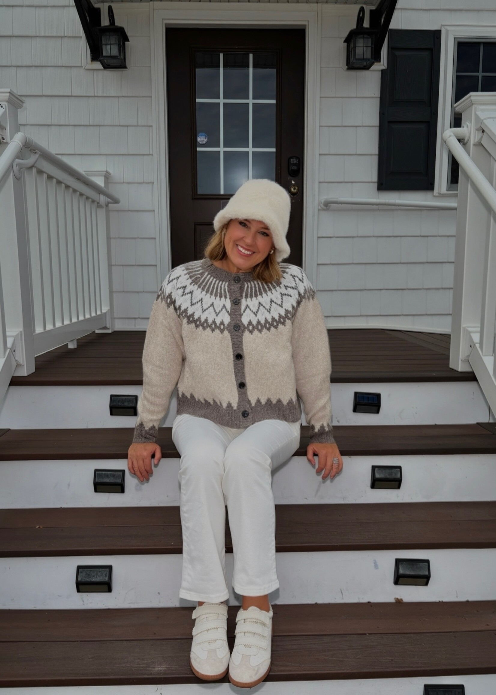 Elka Button Front Pattern Knitted Cardigan