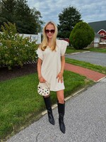Della Suede Flutter Sleeve Mini Dress