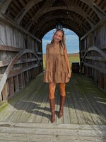 Leila Ruffle Suede Babydoll Dress
